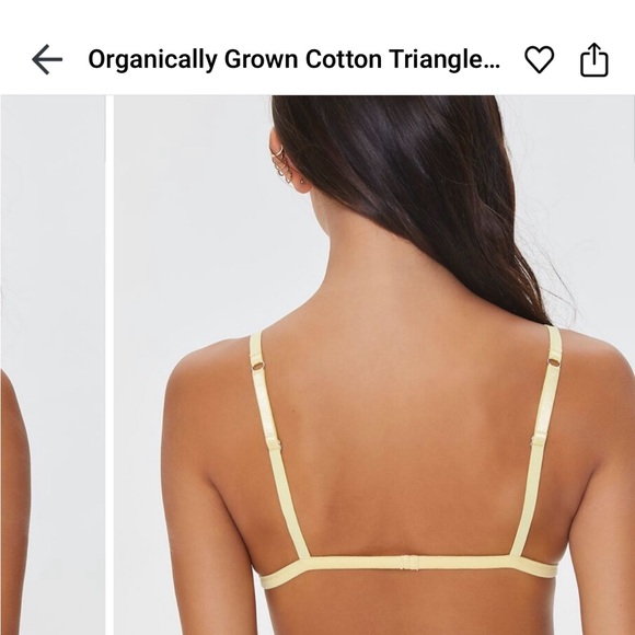 NWT Organically Grown Cotton Triangle Bralette w Adjustable Straps - Picture 2 of 3